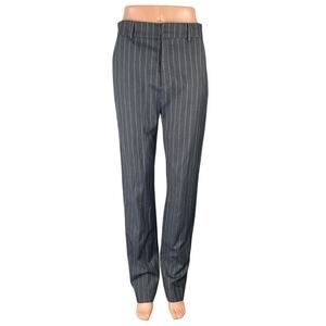 Isalis Women's Gray Striped High Rise Straight Relaxed Trousers Pants Size S